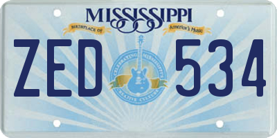 MS license plate ZED534