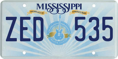 MS license plate ZED535