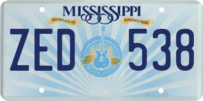 MS license plate ZED538