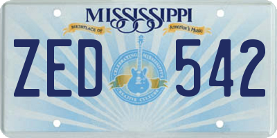 MS license plate ZED542