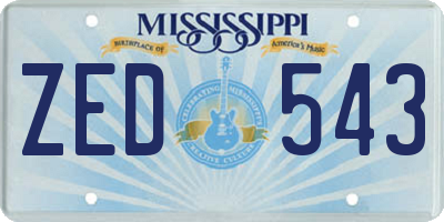 MS license plate ZED543