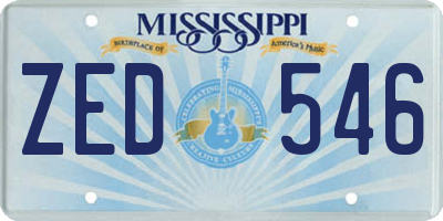 MS license plate ZED546
