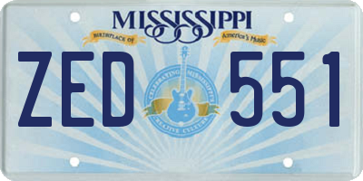 MS license plate ZED551