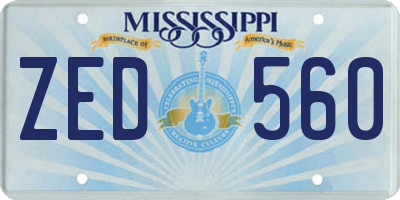 MS license plate ZED560
