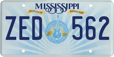 MS license plate ZED562