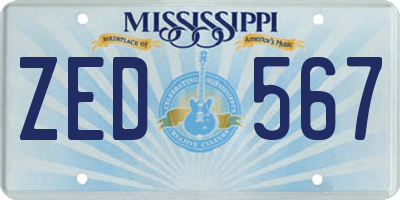 MS license plate ZED567