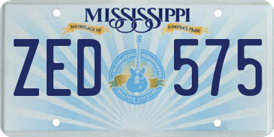 MS license plate ZED575