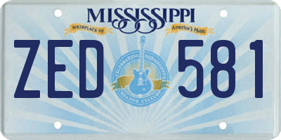 MS license plate ZED581