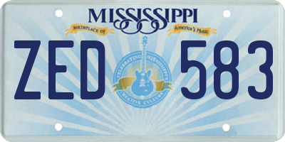 MS license plate ZED583
