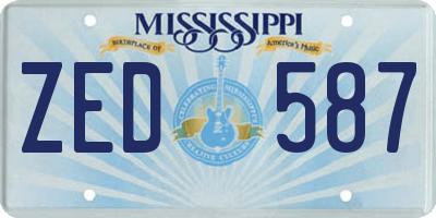MS license plate ZED587