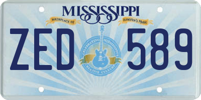 MS license plate ZED589