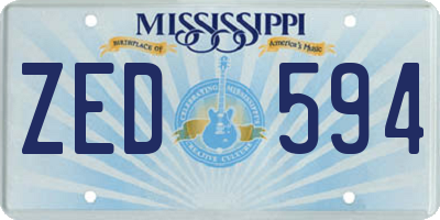 MS license plate ZED594