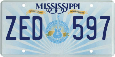 MS license plate ZED597