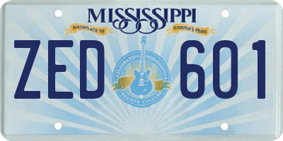 MS license plate ZED601