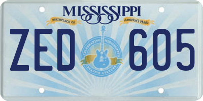MS license plate ZED605