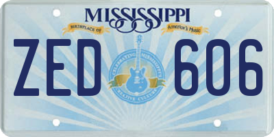 MS license plate ZED606