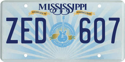 MS license plate ZED607