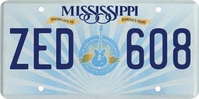 MS license plate ZED608