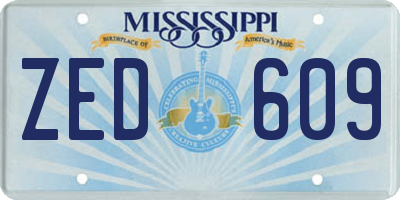 MS license plate ZED609