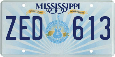 MS license plate ZED613