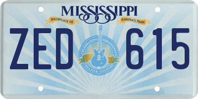 MS license plate ZED615