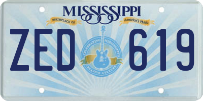 MS license plate ZED619