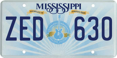 MS license plate ZED630