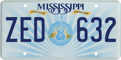 MS license plate ZED632