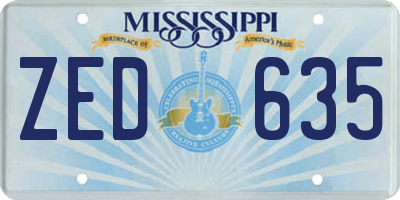 MS license plate ZED635