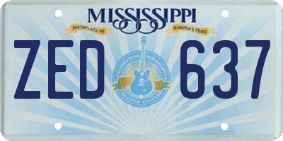 MS license plate ZED637