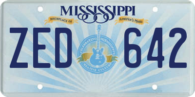MS license plate ZED642