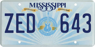 MS license plate ZED643