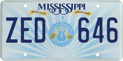 MS license plate ZED646