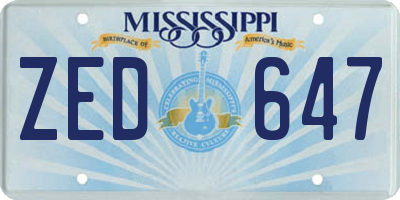 MS license plate ZED647