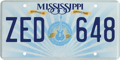 MS license plate ZED648