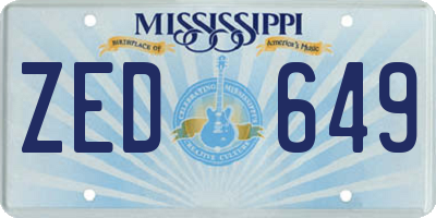 MS license plate ZED649