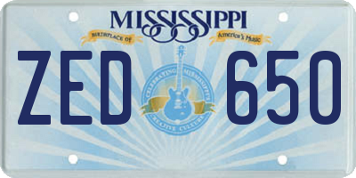 MS license plate ZED650