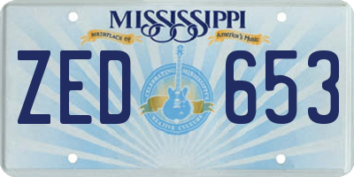 MS license plate ZED653