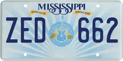 MS license plate ZED662