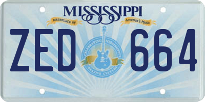 MS license plate ZED664