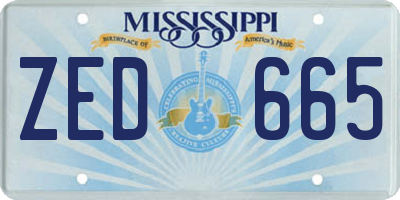MS license plate ZED665