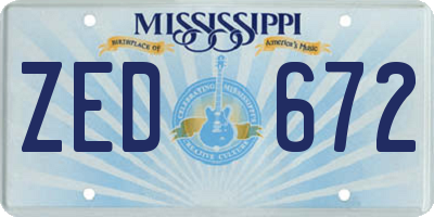 MS license plate ZED672