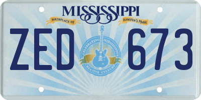MS license plate ZED673