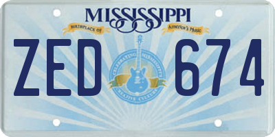 MS license plate ZED674