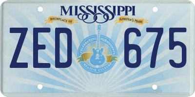 MS license plate ZED675