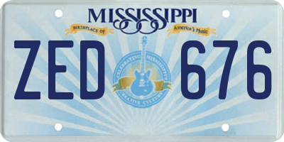 MS license plate ZED676