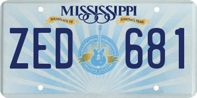 MS license plate ZED681