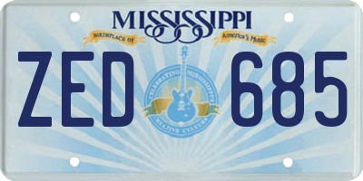 MS license plate ZED685