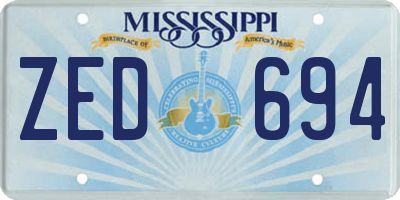 MS license plate ZED694