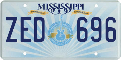 MS license plate ZED696